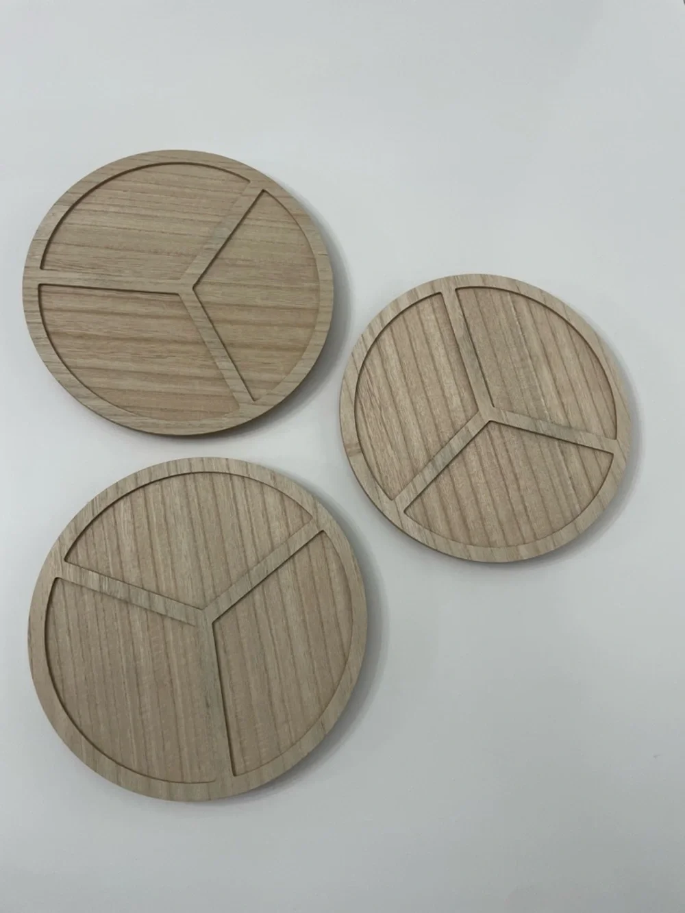 3 Pack Lazy Susan Natural Wood Fiber 3-Section Table Topper Organization Decor